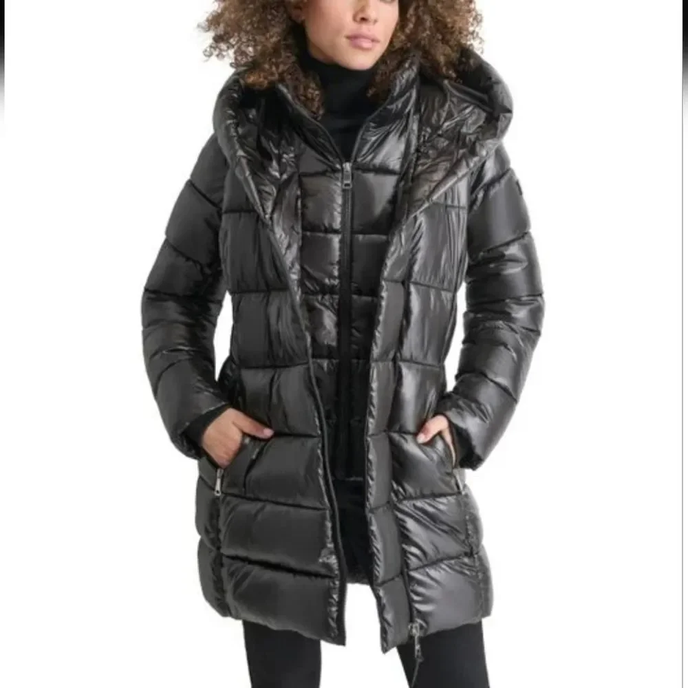 DKNY Shiny Black Puffer Jacket